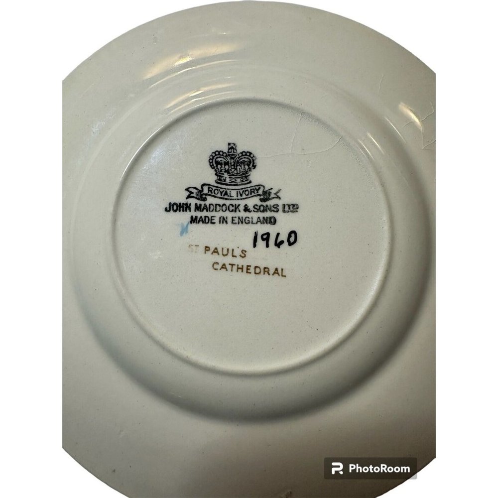 John Maddock And Sons Royal Ivory St‎ Pauls Cathedral Rare Vintage Plate - Picture 4 of 4
